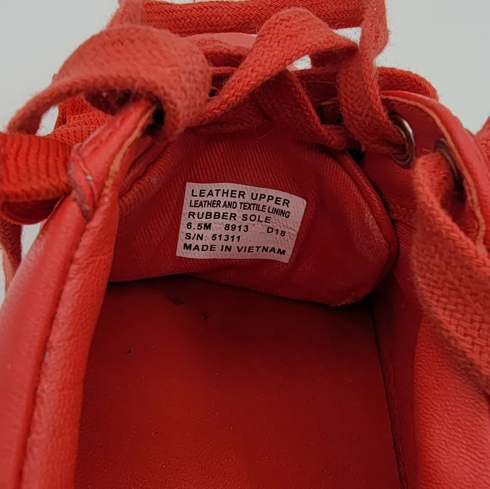 Tory Burch Red Leather Ruffle-Trim Sneakers